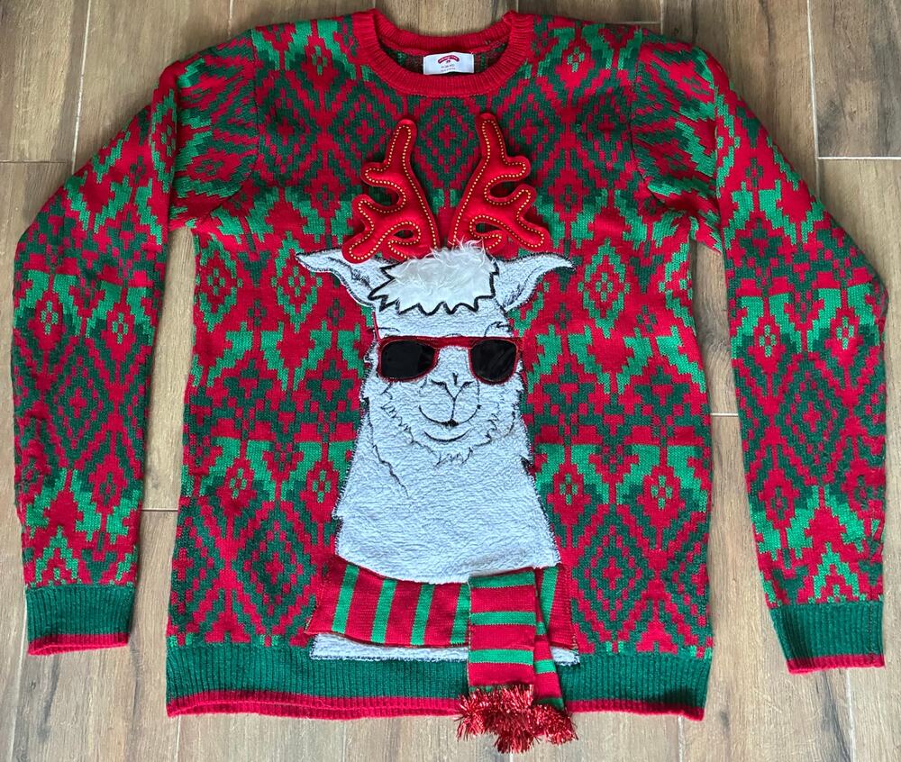 Holiday Time Christmas Sweater Llama Medium